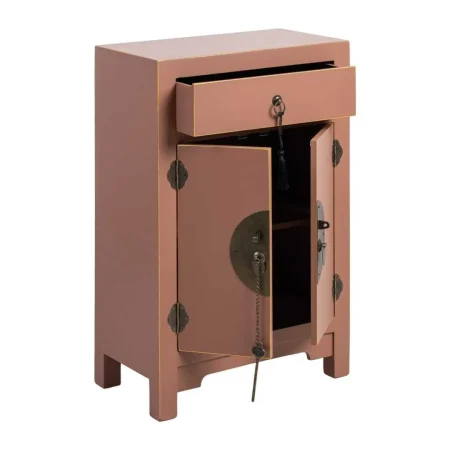 Mesita auxiliar en DM color moka con cajón y balda interior 45x26x69cm - Ixia - 615358IX - foto-blanco