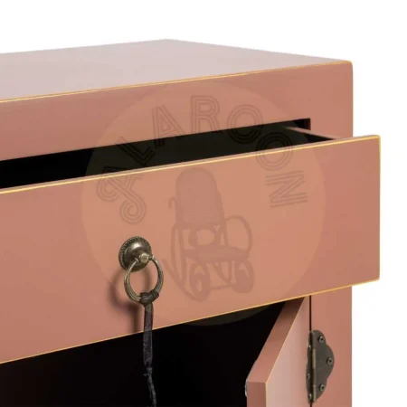 Mesita auxiliar en DM color moka con cajón y balda interior 45x26x69cm - Ixia - 615358IX - foto-secundaria-1