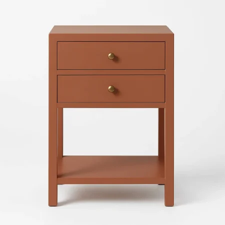 Mesita auxiliar en DM color moka con patas de abeto 45x30x66cm - Ixia - 615361IX - foto-blanco