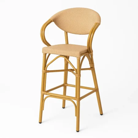 Taburete beige en aluminio y textileno 57x62x111cm - Ixia - 615365IX - foto-blanco