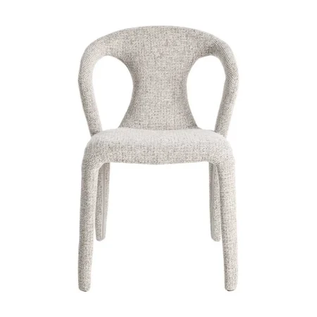 Silla tapizada en tejido jaspeado gris con estructura metálica 52.50x59x79cm - Ixia - 615367IX - foto-blanco