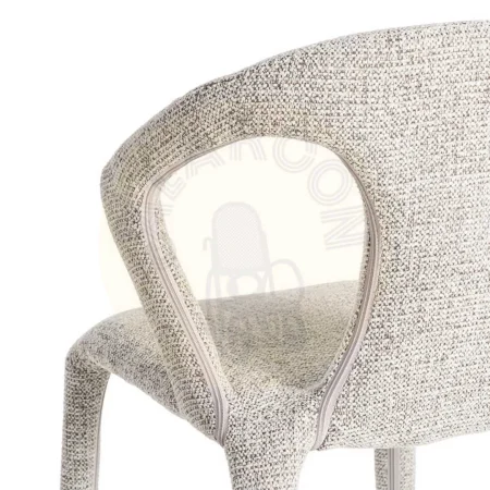 Silla tapizada en tejido jaspeado gris con estructura metálica 52.50x59x79cm - Ixia - 615367IX - foto-secundaria-3