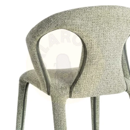 Silla tapizada en tejido jaspeado verde con estructura metálica 52.50x59x79cm - Ixia - 615368IX - foto-secundaria-4