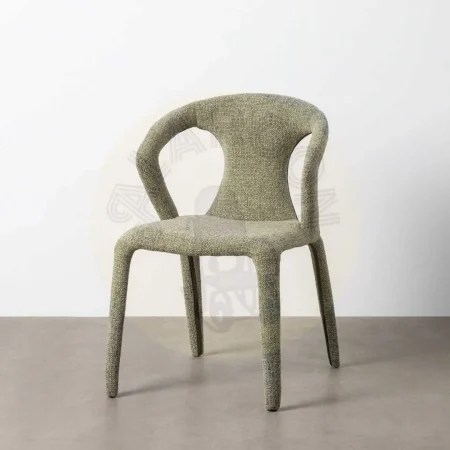 Silla tapizada en tejido jaspeado verde con estructura metálica 52.50x59x79cm - Ixia - 615368IX - foto-secundaria-9