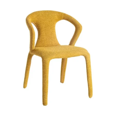 Silla tapizada jaspeada mostaza en tejido contract con estructura metálica 52.50x59x79cm - Ixia - 615369IX - foto-blanco
