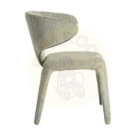 Silla tapizada en tejido jaspeado verde con estructura metálica 58x60x81cm - Ixia - 615372IX - foto-secundaria-2