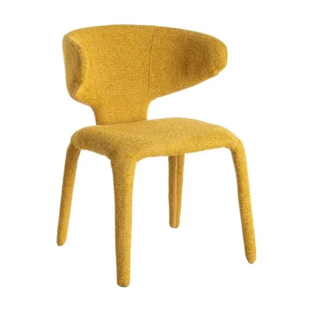 Silla tapizada jaspeada en tejido mostaza con estructura metálica 58x60x81cm - Ixia - 615373IX - foto-blanco