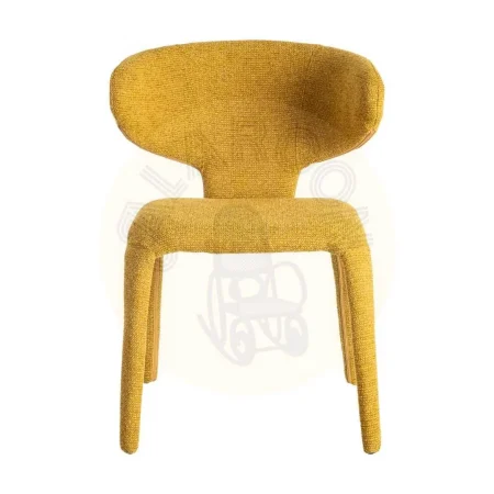 Silla tapizada jaspeada en tejido mostaza con estructura metálica 58x60x81cm - Ixia - 615373IX - foto-secundaria-1