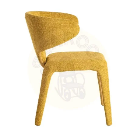 Silla tapizada jaspeada en tejido mostaza con estructura metálica 58x60x81cm - Ixia - 615373IX - foto-secundaria-2