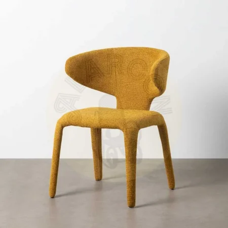 Silla tapizada jaspeada en tejido mostaza con estructura metálica 58x60x81cm - Ixia - 615373IX - foto-secundaria-8