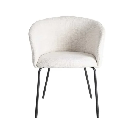 Silla tapizada en tejido crema con estructura de metal 61x56x77.50cm - Ixia - 615379IX - foto-blanco