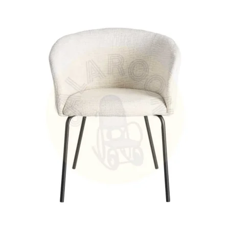 Silla tapizada en tejido crema con estructura de metal 61x56x77.50cm - Ixia - 615379IX - foto-secundaria-2