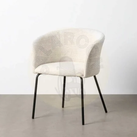 Silla tapizada en tejido crema con estructura de metal 61x56x77.50cm - Ixia - 615379IX - foto-secundaria-9