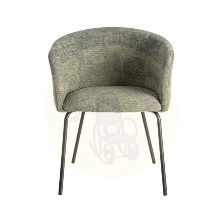 Silla verde tapizada en tejido con estructura metálica para salón altura asiento 48.5cm 60.50x55x78.50cm - Ixia - 615382IX - foto-secundaria-2