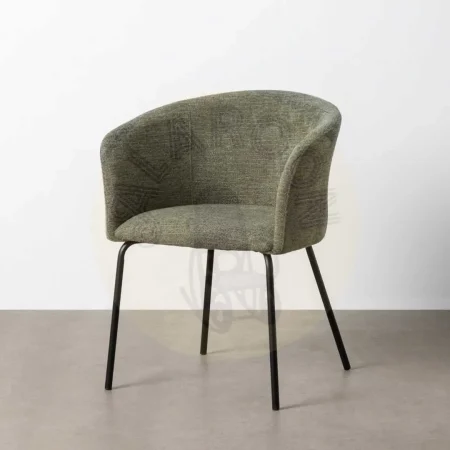 Silla verde tapizada en tejido con estructura metálica para salón altura asiento 48.5cm 60.50x55x78.50cm - Ixia - 615382IX - foto-secundaria-9