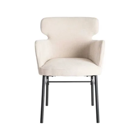 Silla crema tapizada en tejido con estructura metálica 59.50x62.50x86cm - Ixia - 615383IX - foto-blanco