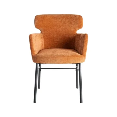 Silla terracota en tejido y metal para salón con reposabrazos 59.50x62.50x86cm - Ixia - 615385IX - foto-blanco
