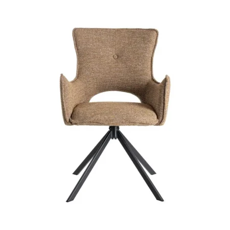 Silla beige tapizada en tejido y estructura metálica con reposabrazos 58.50x60x86.50cm - Ixia - 615387IX - foto-blanco