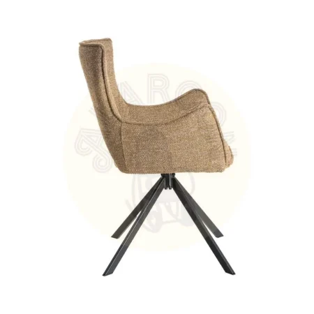Silla beige tapizada en tejido y estructura metálica con reposabrazos 58.50x60x86.50cm - Ixia - 615387IX - foto-secundaria-1