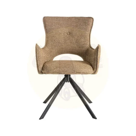 Silla beige tapizada en tejido y estructura metálica con reposabrazos 58.50x60x86.50cm - Ixia - 615387IX - foto-secundaria-2