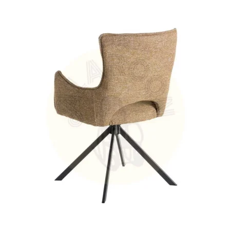 Silla beige tapizada en tejido y estructura metálica con reposabrazos 58.50x60x86.50cm - Ixia - 615387IX - foto-secundaria-3