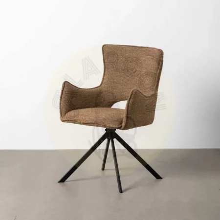 Silla beige tapizada en tejido y estructura metálica con reposabrazos 58.50x60x86.50cm - Ixia - 615387IX - foto-secundaria-9