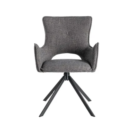 Silla tapizada en tejido gris con estructura metálica para salón asiento 47cm 58.50x60x86.50cm - Ixia - 615389IX - foto-blanco