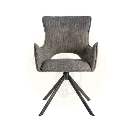 Silla tapizada en tejido gris con estructura metálica para salón asiento 47cm 58.50x60x86.50cm - Ixia - 615389IX - foto-secundaria-1