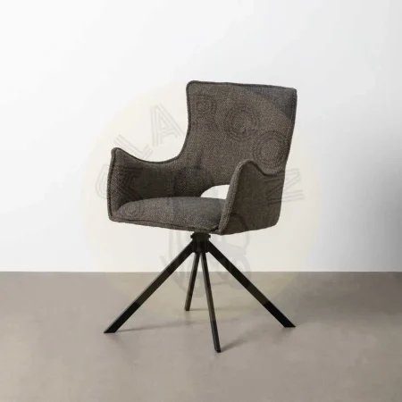 Silla tapizada en tejido gris con estructura metálica para salón asiento 47cm 58.50x60x86.50cm - Ixia - 615389IX - foto-secundaria-9