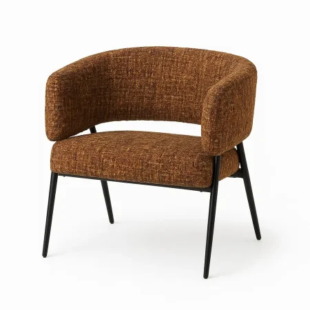 Sillón jaspeado marrón tapizado en tejido con estructura metálica 71x70x75cm - Ixia - 615391IX - foto-blanco