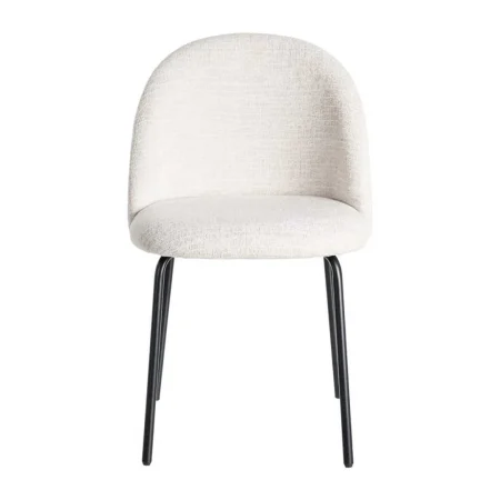 Silla tapizada en tejido crema patas de hierro negro 49x48x80cm - Ixia - 615392IX - foto-blanco