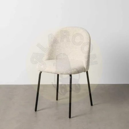Silla tapizada en tejido crema patas de hierro negro 49x48x80cm - Ixia - 615392IX - foto-secundaria-10