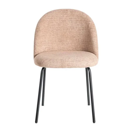 Silla tapizada salmón en tejido 100% poliéster patas hierro negro 49x48x80cm - Ixia - 615394IX - foto-blanco
