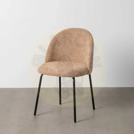 Silla tapizada salmón en tejido 100% poliéster patas hierro negro 49x48x80cm - Ixia - 615394IX - foto-secundaria-10