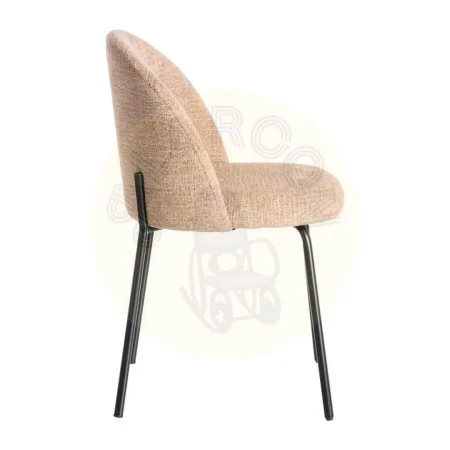 Silla tapizada salmón en tejido 100% poliéster patas hierro negro 49x48x80cm - Ixia - 615394IX - foto-secundaria-2