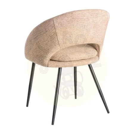 Silla salmón tapizada en tejido 100% poliéster patas metálicas negras cojín desenfundable 67.50x47x79.50cm - Ixia - 615397IX - foto-secundaria-2