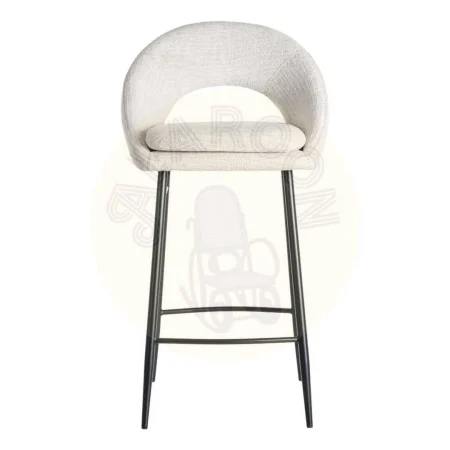 Taburete tapizado crema en tejido 100% poliéster con cojín desenfundable y patas hierro negro 53x48x100cm - Ixia - 615398IX - foto-secundaria-1