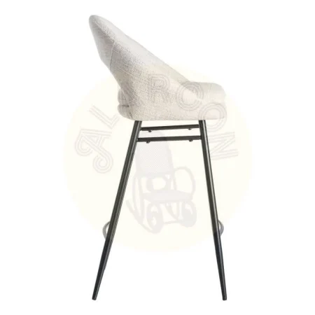 Taburete tapizado crema en tejido 100% poliéster con cojín desenfundable y patas hierro negro 53x48x100cm - Ixia - 615398IX - foto-secundaria-2
