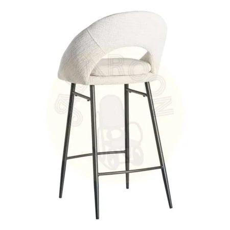 Taburete tapizado crema en tejido 100% poliéster con cojín desenfundable y patas hierro negro 53x48x100cm - Ixia - 615398IX - foto-secundaria-3