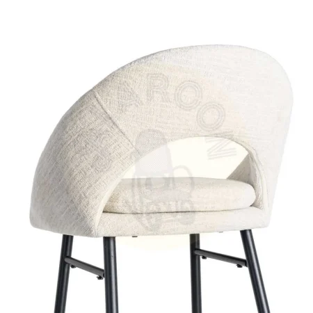 Taburete tapizado crema en tejido 100% poliéster con cojín desenfundable y patas hierro negro 53x48x100cm - Ixia - 615398IX - foto-secundaria-4