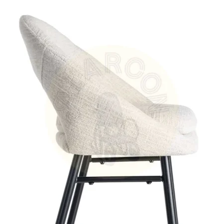 Taburete tapizado crema en tejido 100% poliéster con cojín desenfundable y patas hierro negro 53x48x100cm - Ixia - 615398IX - foto-secundaria-5
