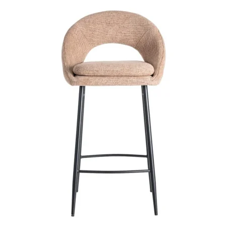 Taburete salmón tapizado en tejido con estructura metálica patas de hierro negro cojín desenfundable 53x48x100cm - Ixia - 615400IX - foto-blanco