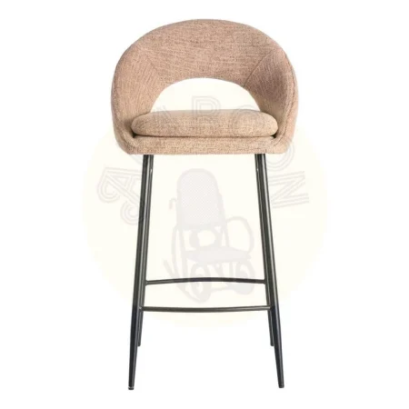 Taburete salmón tapizado en tejido con estructura metálica patas de hierro negro cojín desenfundable 53x48x100cm - Ixia - 615400IX - foto-secundaria-1