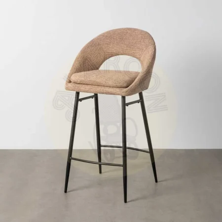 Taburete salmón tapizado en tejido con estructura metálica patas de hierro negro cojín desenfundable 53x48x100cm - Ixia - 615400IX - foto-secundaria-10