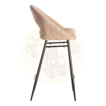 Taburete salmón tapizado en tejido con estructura metálica patas de hierro negro cojín desenfundable 53x48x100cm - Ixia - 615400IX - foto-secundaria-2
