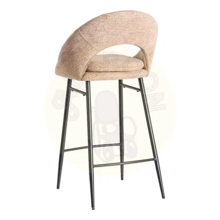 Taburete salmón tapizado en tejido con estructura metálica patas de hierro negro cojín desenfundable 53x48x100cm - Ixia - 615400IX - foto-secundaria-3