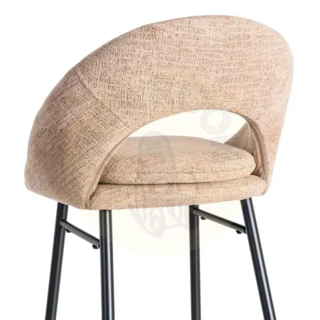 Taburete salmón tapizado en tejido con estructura metálica patas de hierro negro cojín desenfundable 53x48x100cm - Ixia - 615400IX - foto-secundaria-4