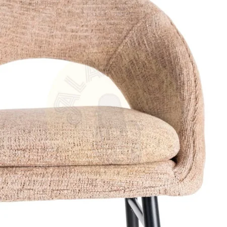 Taburete salmón tapizado en tejido con estructura metálica patas de hierro negro cojín desenfundable 53x48x100cm - Ixia - 615400IX - foto-secundaria-7