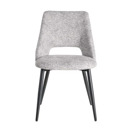 Silla jaspeada gris y blanco en tejido 100% poliéster con patas de hierro 50x57x81cm - Ixia - 615411IX - foto-blanco