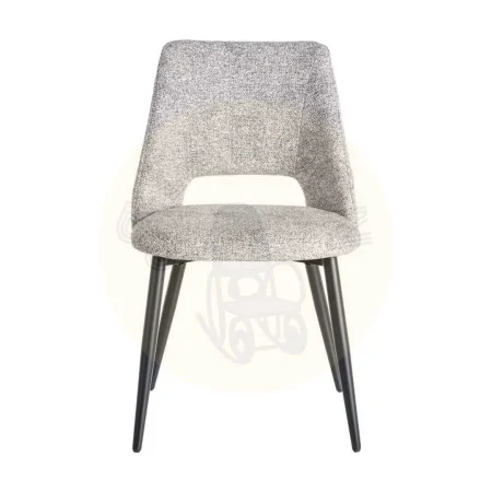Silla jaspeada gris y blanco en tejido 100% poliéster con patas de hierro 50x57x81cm - Ixia - 615411IX - foto-secundaria-1